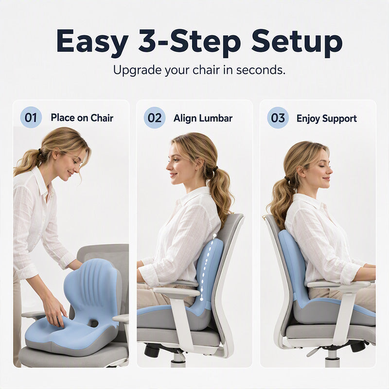 🪑 2026 Hot Sale 70% RABAT! ✨ Ergonomisk hukommelsesskum sædepude med rygstøtte – komfortabel hele dagen, perfekt til kontor, bil & hjem ✨
