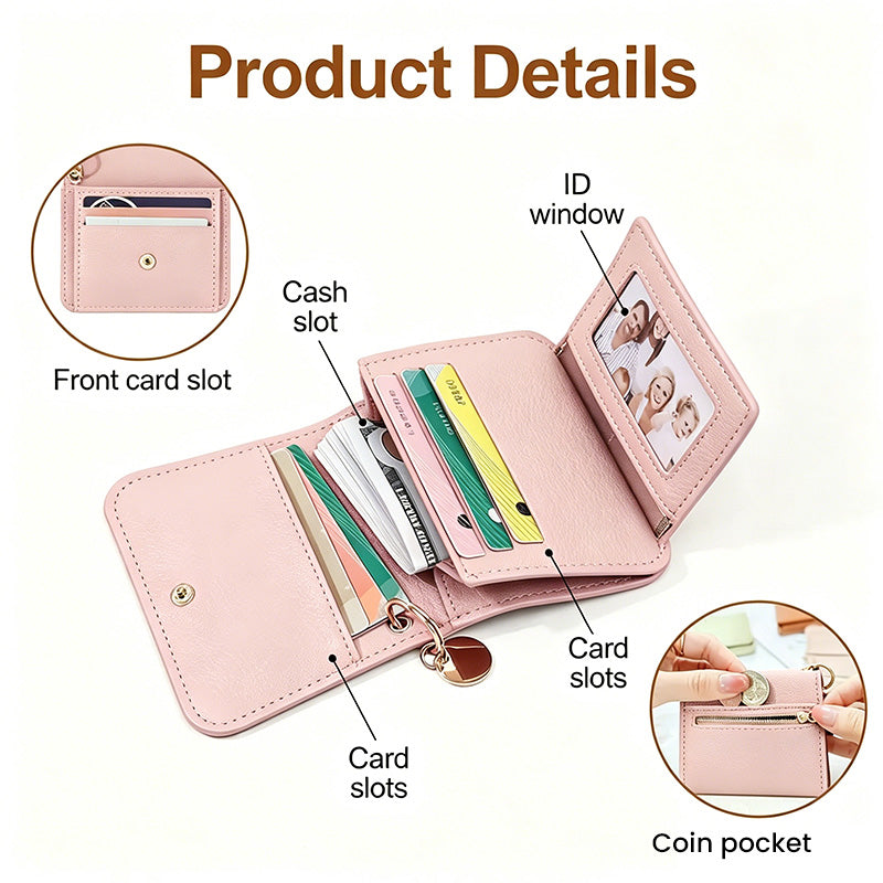 💖Køb 1 Få 1 Gratis!! ✨Kun 189 kr!!💕RFID Kort Pung til Kvinder – Moderigtig Kortholder med Nøglering & Møntrum