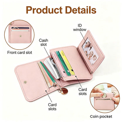 💖Køb 1 Få 1 Gratis!! ✨Kun 189 kr!!💕RFID Kort Pung til Kvinder – Moderigtig Kortholder med Nøglering & Møntrum