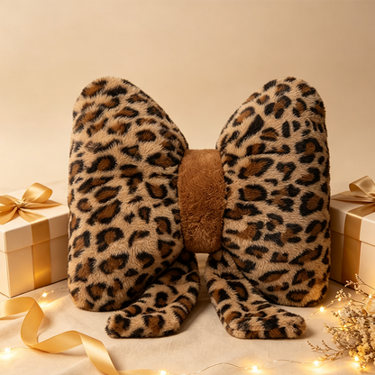 🐆🎀 Leopard Print Sløjfe Pude – Luksuriøs lændestøtte til dit hjem
