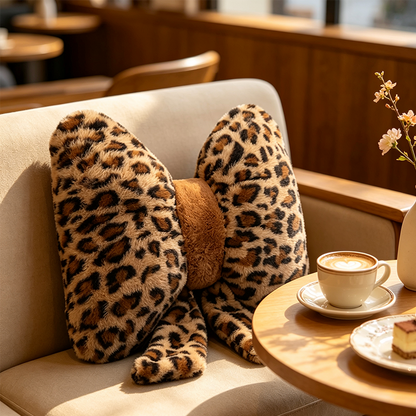 🐆🎀 Leopard Print Sløjfe Pude – Luksuriøs lændestøtte til dit hjem