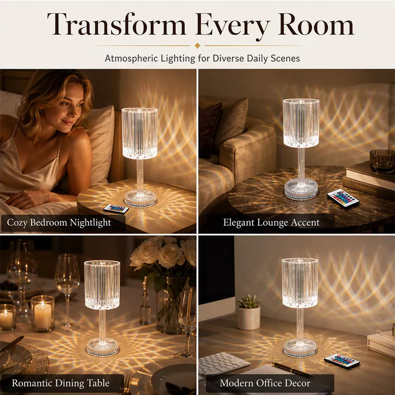 Akryl Rose Krystal Bordlampe med Touch