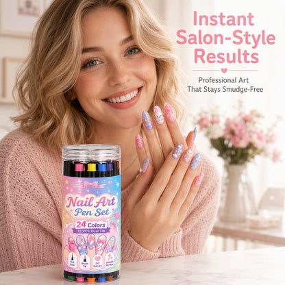 💅 Dobbelt sidede neglekunst-penne — 24 farver til hjemmelavet manicure