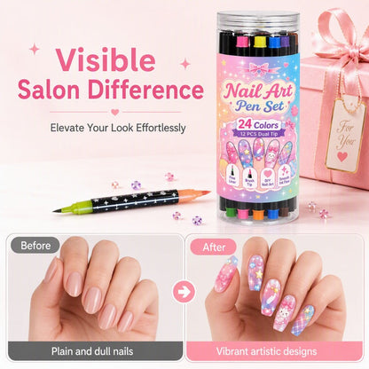 💅 Dobbelt sidede neglekunst-penne — 24 farver til hjemmelavet manicure