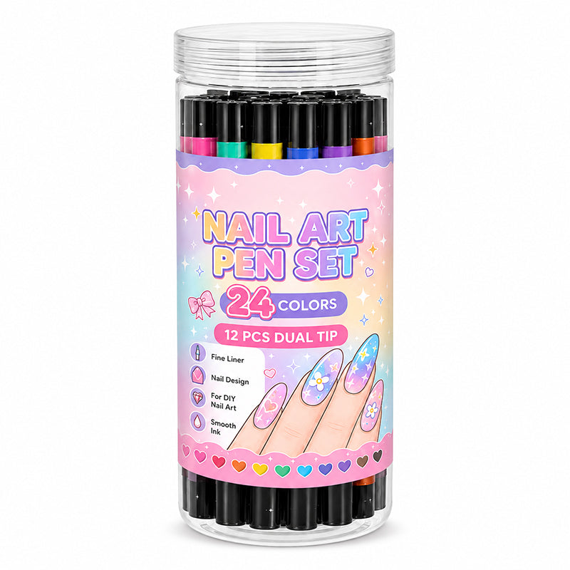 💅 Dobbelt sidede neglekunst-penne — 24 farver til hjemmelavet manicure
