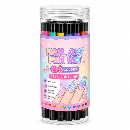💅 Dobbelt sidede neglekunst-penne — 24 farver til hjemmelavet manicure