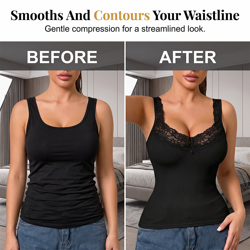🔥Last Day Special Price ￡6.99!!💐Delicate Lace Trim Slim‑Fit Camisole