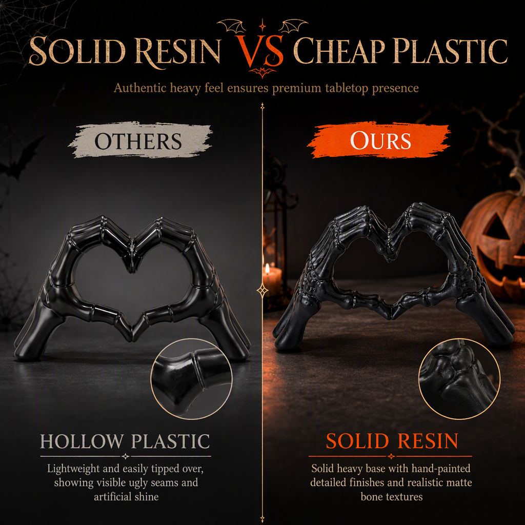 🎃🖤 Halloween Skelet-Figur i Resin med Hjertegestus til Bolig- & Soveværelsesindretning