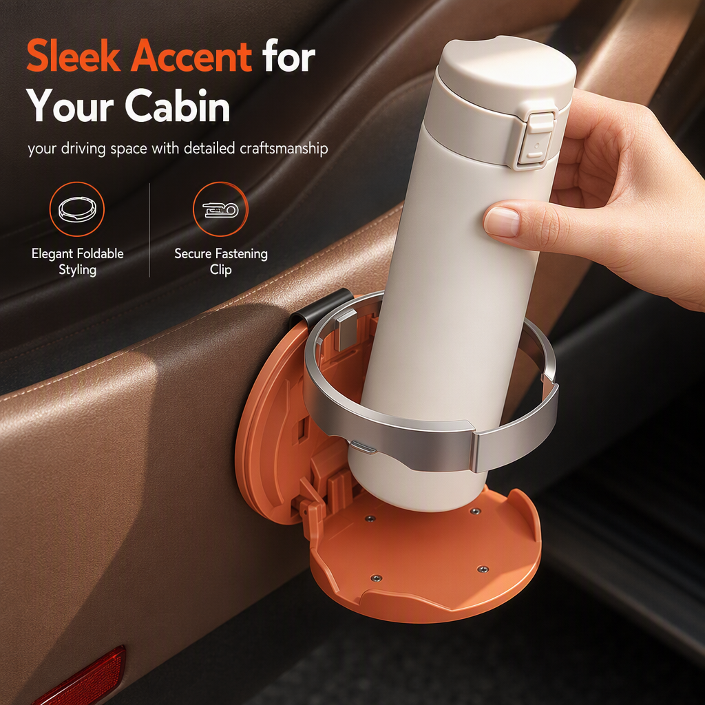 ⏰ Multifunktionel foldbar cup holder til bildør — til drikkevarer og flasker 🚗🥤