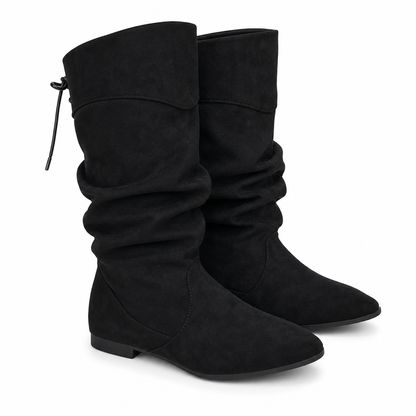 👢 Snørestøvler til kvinder med slouchy skaft til midt på læggen