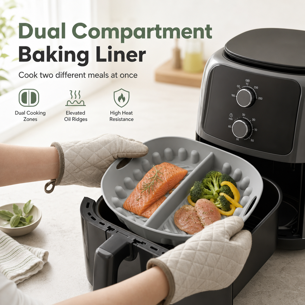 🍳 Genanvendelig delt airfryer silikoneindsats