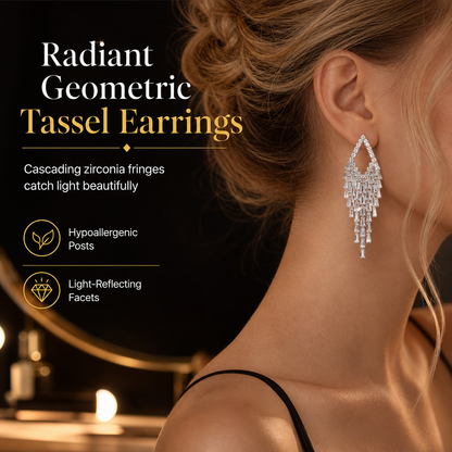 ⏳ Begrænset tid: 50% rabat ⏰ Rhombus Cubic Zirconia Tassel Øreringe 🦚