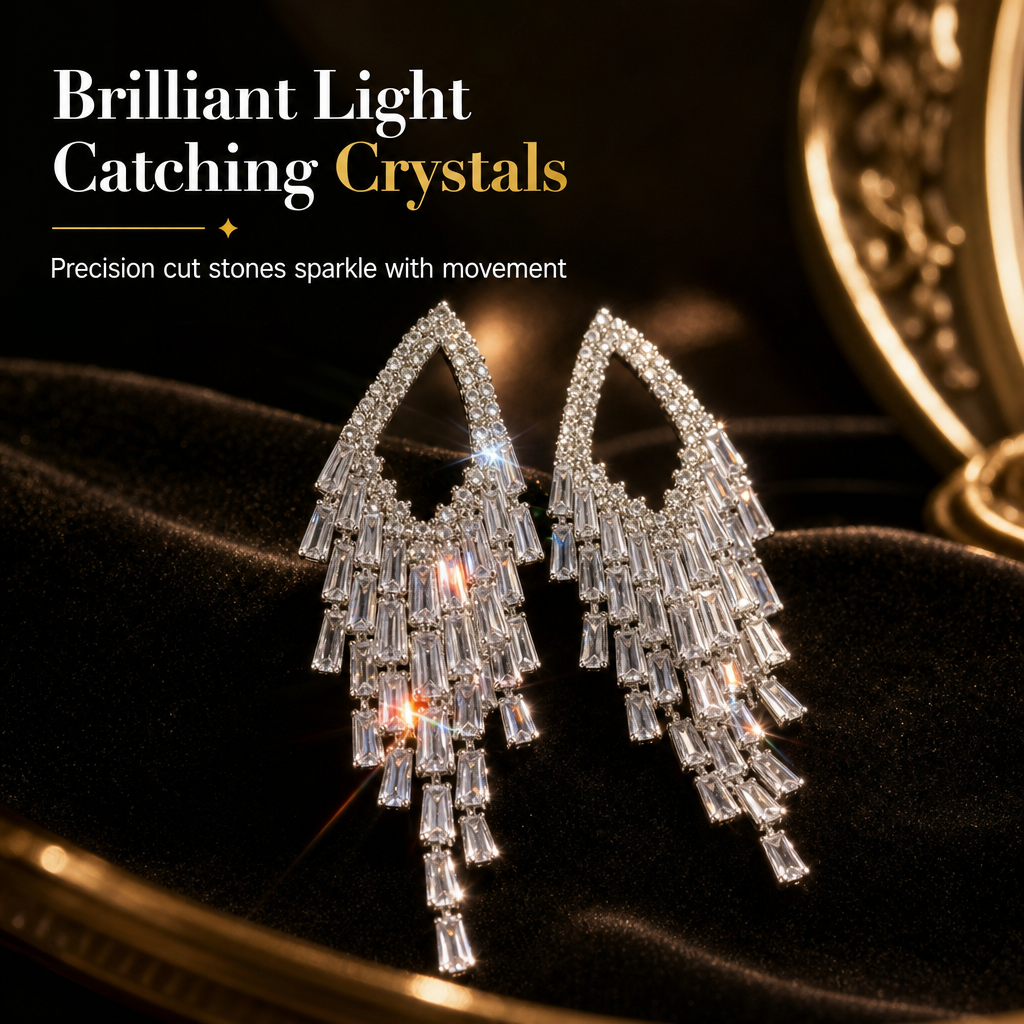 ⏳ Begrænset tid: 50% rabat ⏰ Rhombus Cubic Zirconia Tassel Øreringe 🦚