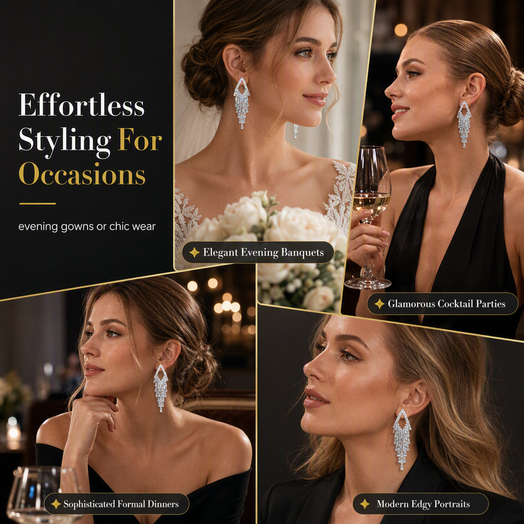 ⏳ Begrænset tid: 50% rabat ⏰ Rhombus Cubic Zirconia Tassel Øreringe 🦚