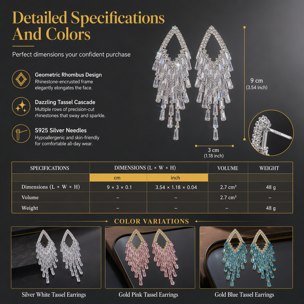 ⏳ Begrænset tid: 50% rabat ⏰ Rhombus Cubic Zirconia Tassel Øreringe 🦚