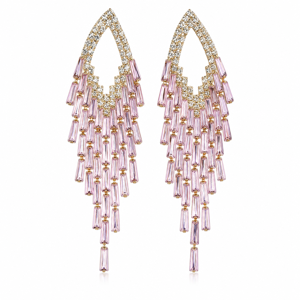 ⏳ Begrænset tid: 50% rabat ⏰ Rhombus Cubic Zirconia Tassel Øreringe 🦚