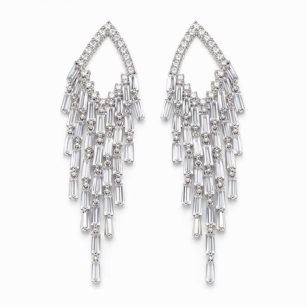 ⏳ Begrænset tid: 50% rabat ⏰ Rhombus Cubic Zirconia Tassel Øreringe 🦚
