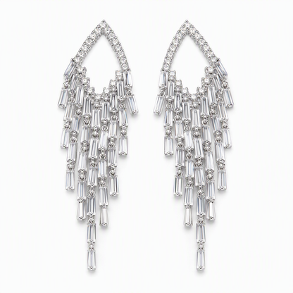 ⏳ Begrænset tid: 50% rabat ⏰ Rhombus Cubic Zirconia Tassel Øreringe 🦚