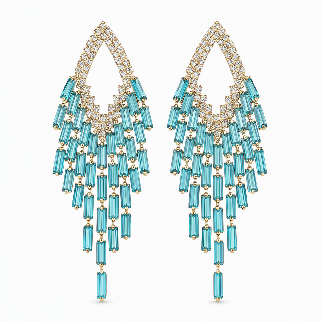 ⏳ Begrænset tid: 50% rabat ⏰ Rhombus Cubic Zirconia Tassel Øreringe 🦚