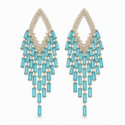 ⏳ Begrænset tid: 50% rabat ⏰ Rhombus Cubic Zirconia Tassel Øreringe 🦚