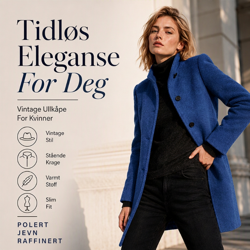 🧥 Damefrakke i vintage-stil med ståkrave