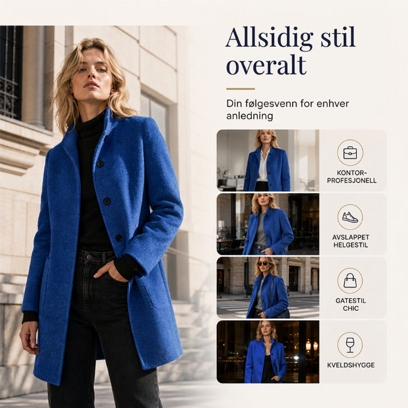 🧥 Damefrakke i vintage-stil med ståkrave