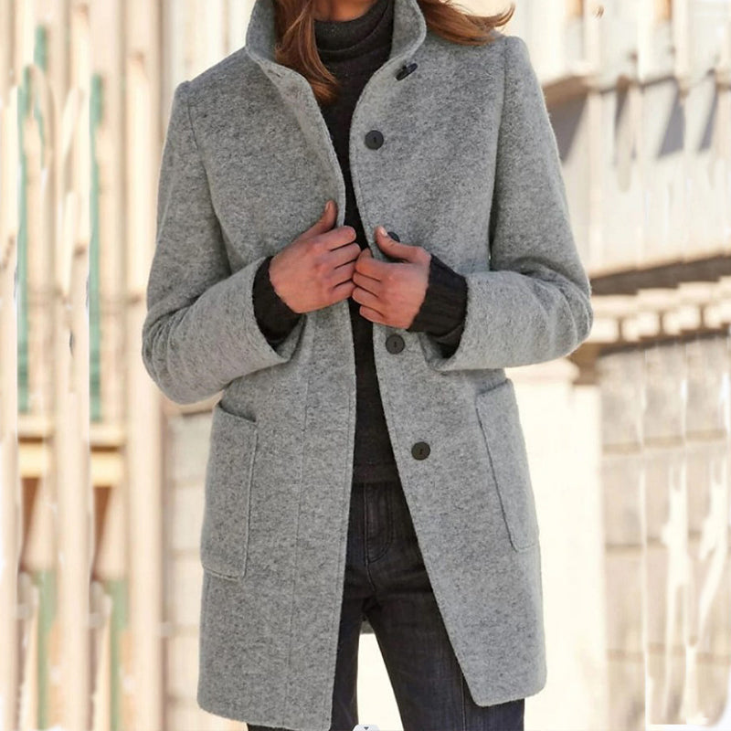 🧥 Damefrakke i vintage-stil med ståkrave