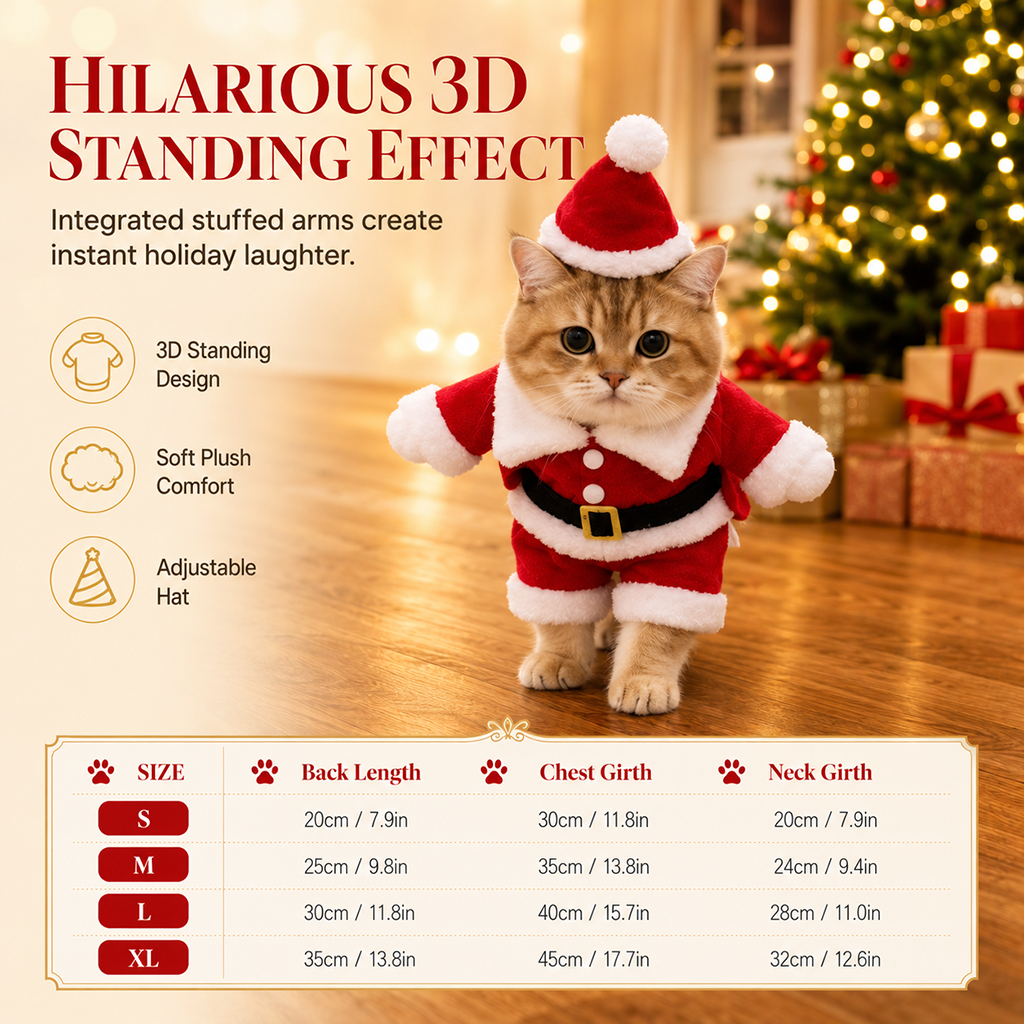 📢📢 50 % RABAT! ⏰ Julekostume til hunde og katte – efterårs- og vinteroutfit med julemandsdragt og snefnugskappe 🎅❄️