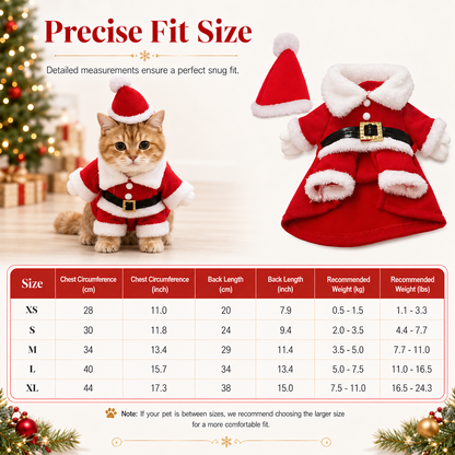 📢📢 50 % RABAT! ⏰ Julekostume til hunde og katte – efterårs- og vinteroutfit med julemandsdragt og snefnugskappe 🎅❄️