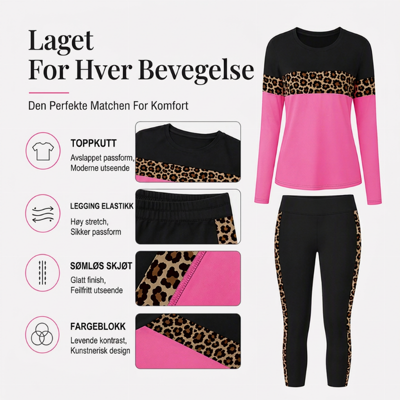 Uformelt 2-delt sett med leopardmønster for kvinner