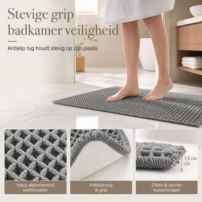 ✨ Luksuriøs vaffelvævet bademåtte – Hurtigtørrende komfort og skridsikkert greb! 🚿