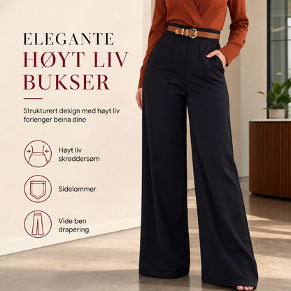 🍂 Elegante damebukser med høj talje og vide ben – perfekte til efterår og vinter ✨