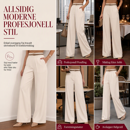 🍂 Elegante damebukser med høj talje og vide ben – perfekte til efterår og vinter ✨