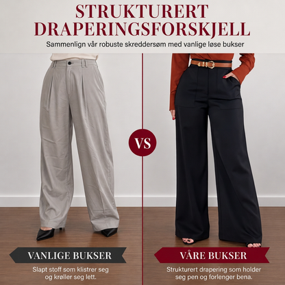 🍂 Elegante damebukser med høj talje og vide ben – perfekte til efterår og vinter ✨