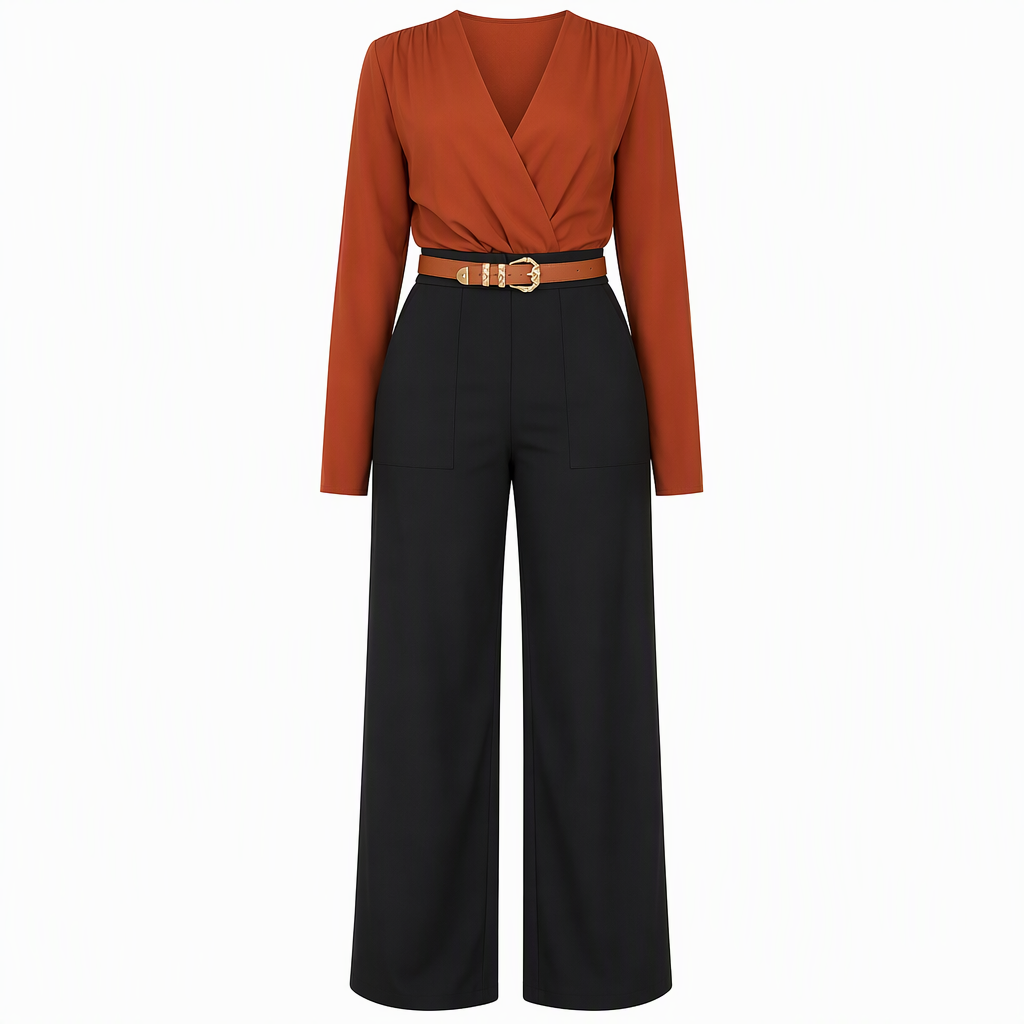 🍂 Elegante damebukser med høj talje og vide ben – perfekte til efterår og vinter ✨