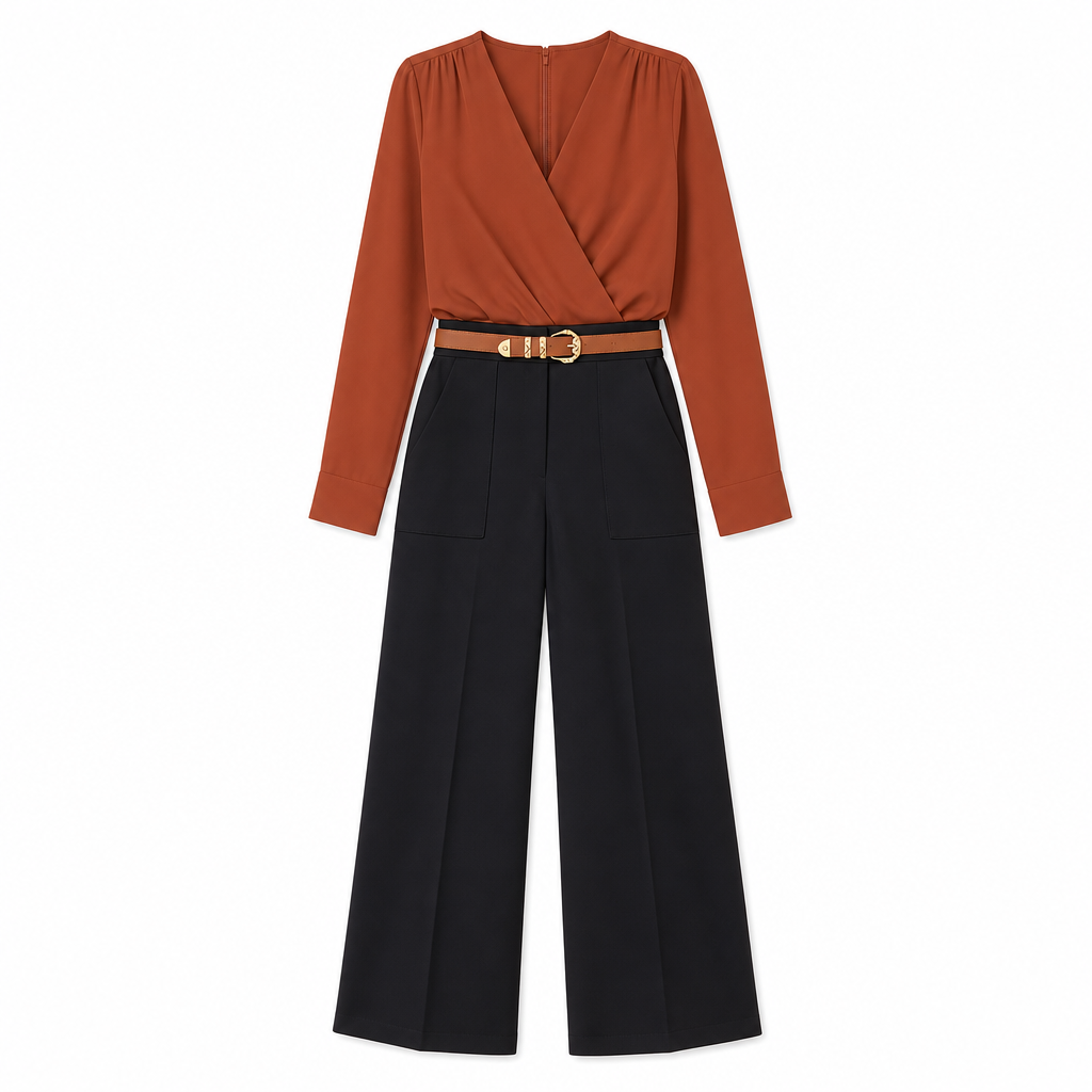 🍂 Elegante damebukser med høj talje og vide ben – perfekte til efterår og vinter ✨