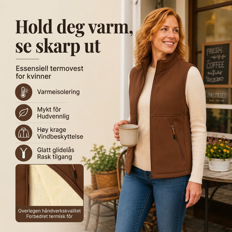 🍂🧥 Termisk vintervest til kvinder med ståkrave