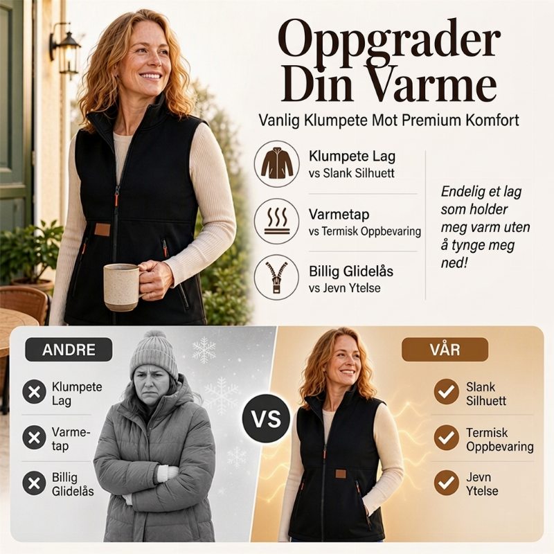 🍂🧥 Termisk vintervest til kvinder med ståkrave