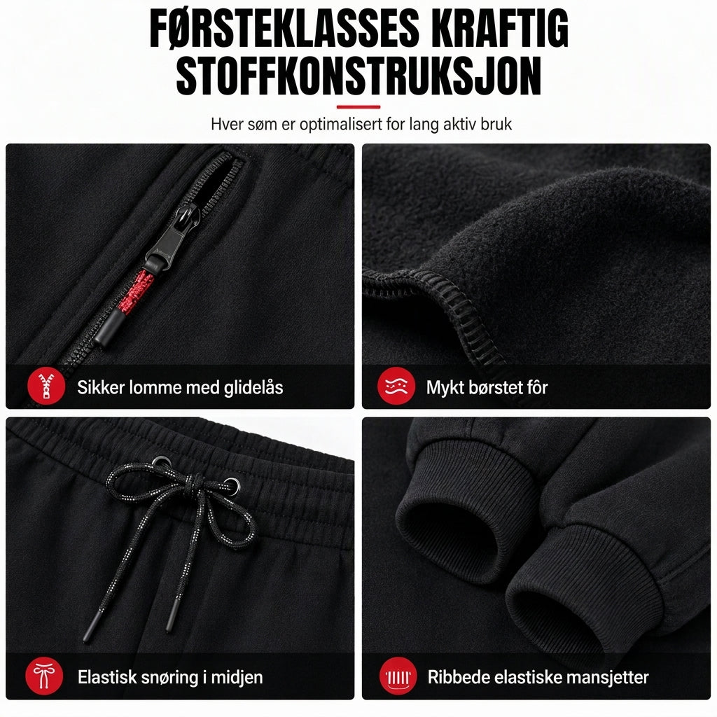 Damejoggingbukser i fleece med lynlåslommer