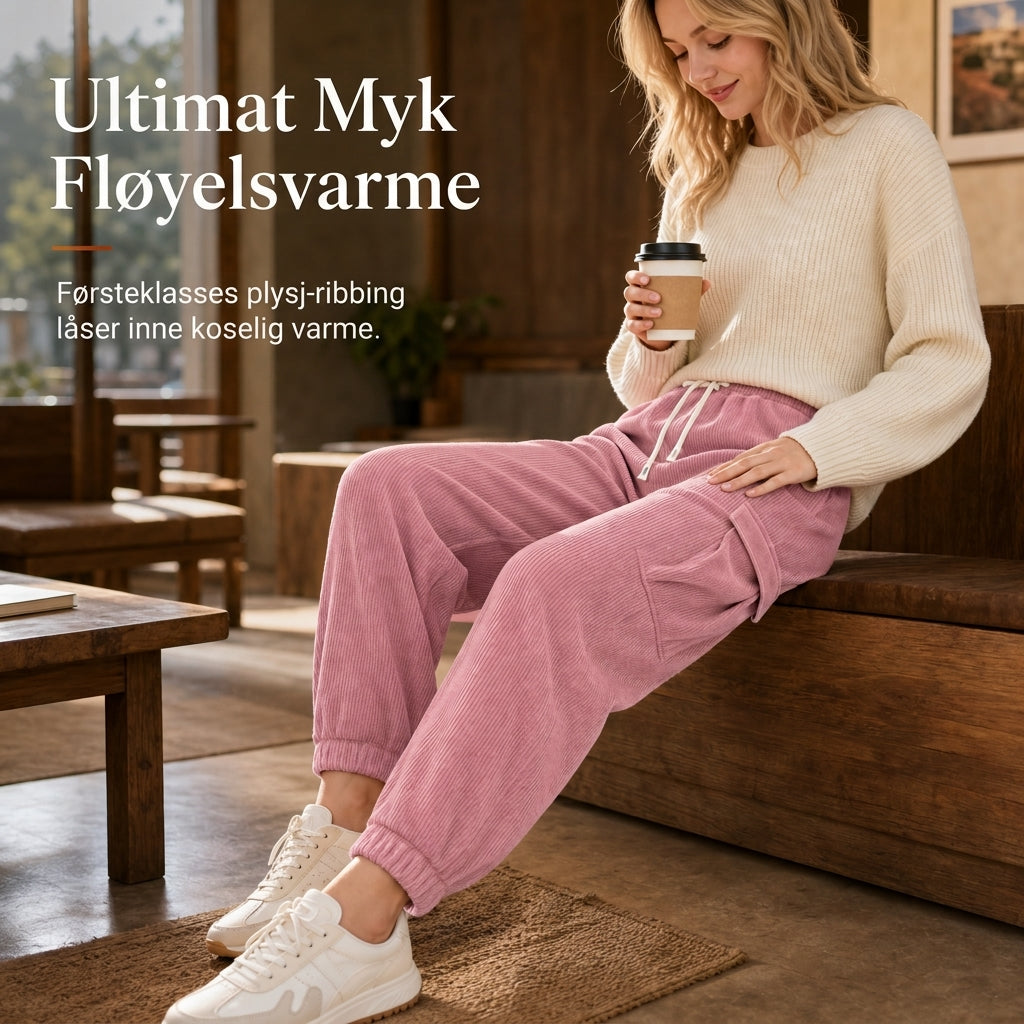 ☁️👖 Afslappede joggingbukser i fløjl til kvinder