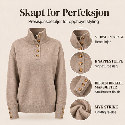 Afslappet strikket sweater med høj krave til kvinder 🧶
