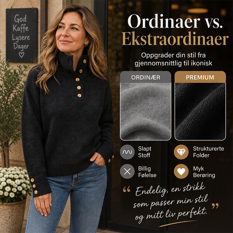 Afslappet strikket sweater med høj krave til kvinder 🧶