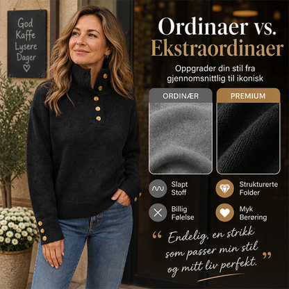 Afslappet strikket sweater med høj krave til kvinder 🧶