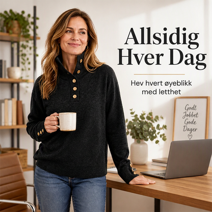 Afslappet strikket sweater med høj krave til kvinder 🧶