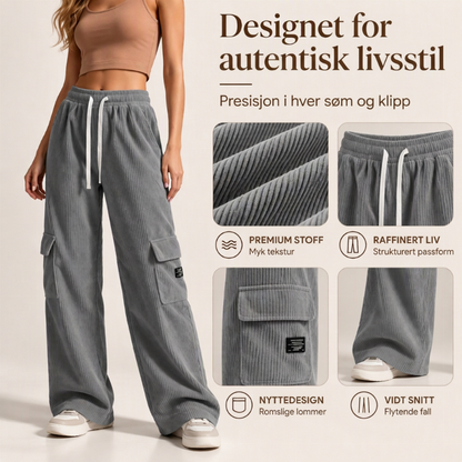 🧸 Afslappede retrobukser i fløjl til kvinder