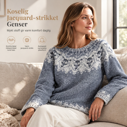 🧶 Løs striktrøje til kvinder med rund hals og farveblokke