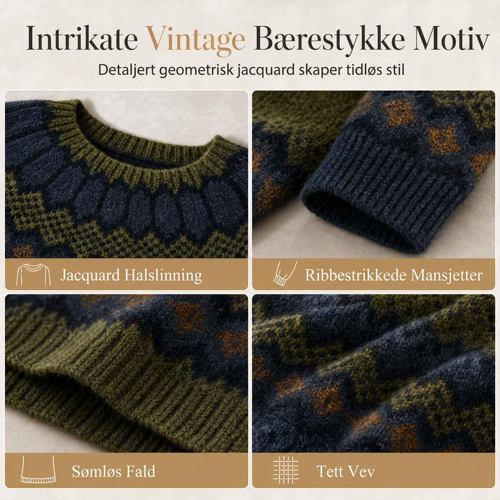 🧶 Løs striktrøje til kvinder med rund hals og farveblokke