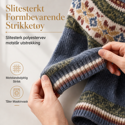 🧶 Løs striktrøje til kvinder med rund hals og farveblokke