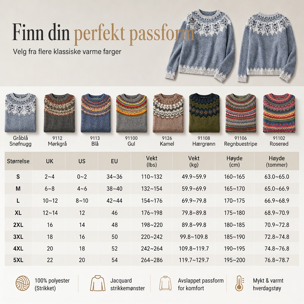 🧶 Løs striktrøje til kvinder med rund hals og farveblokke