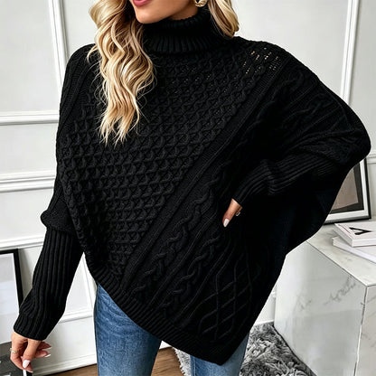 🧶 Kabelstrikket ponchotrøje til kvinder